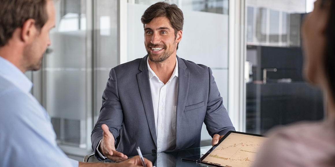 Businessman at a meeting.