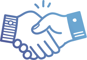 A drawn icon of shaking hands.